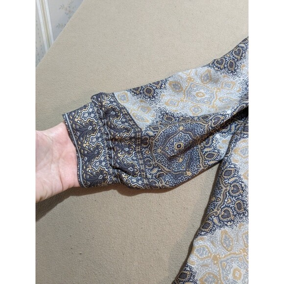 Joie Hartford Tie Neck 3/4 Sleeve Top Blouse in Multi-Color Medallion Silk Sz M - Picture 5 of 11